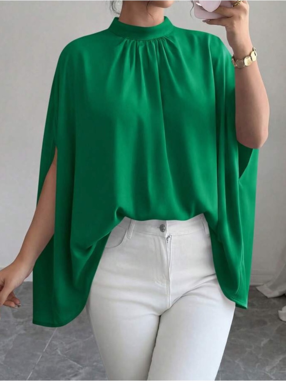 Elegant Green Women's Draped Top